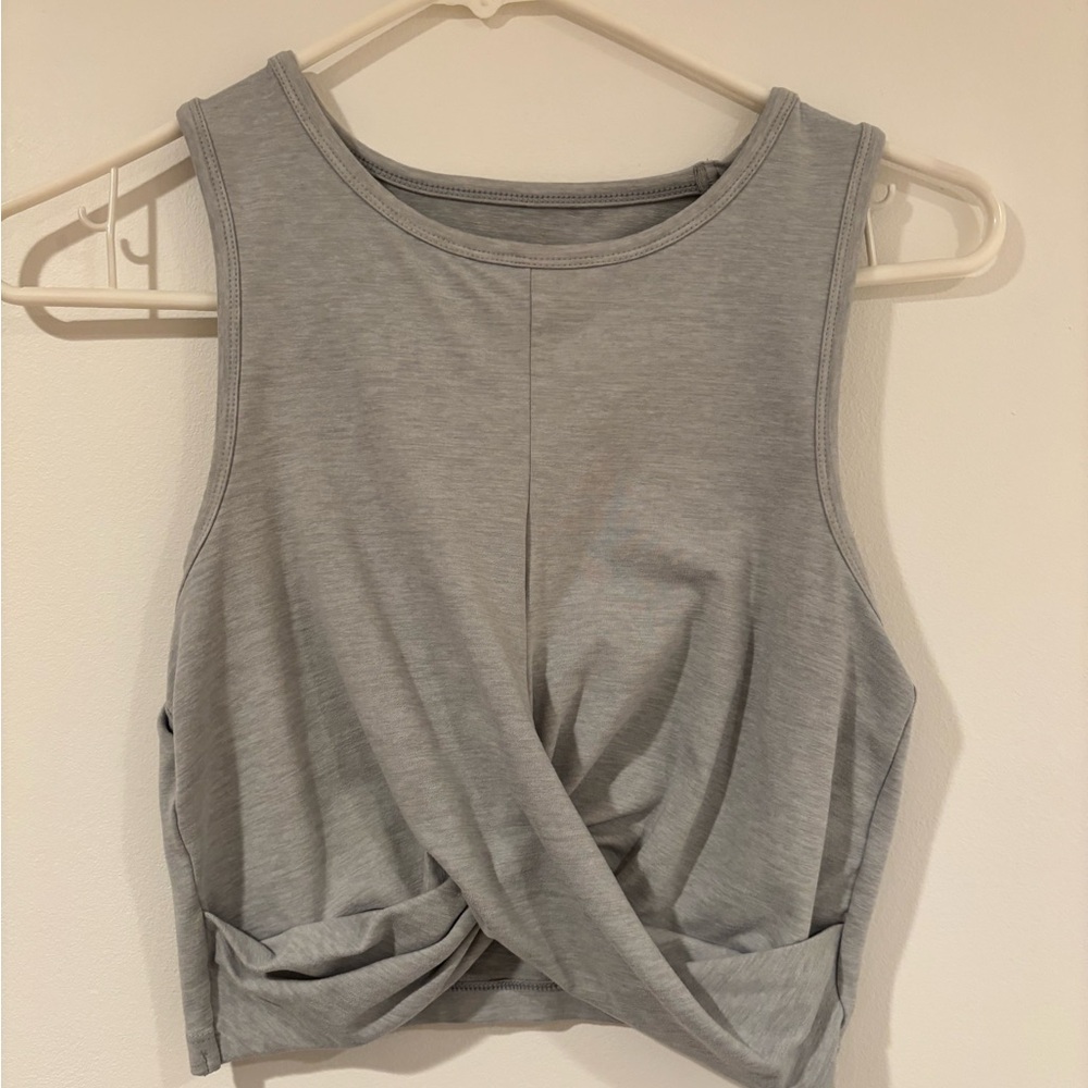 Sleeveless Twist-Front Tank Top - Light Gray